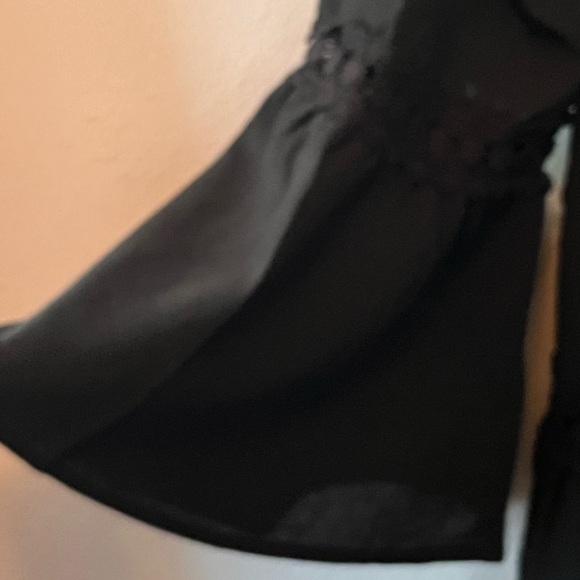 ODDY Black Shift Boho With Lace Trim Mini Dress Size Medium - Picture 5 of 8